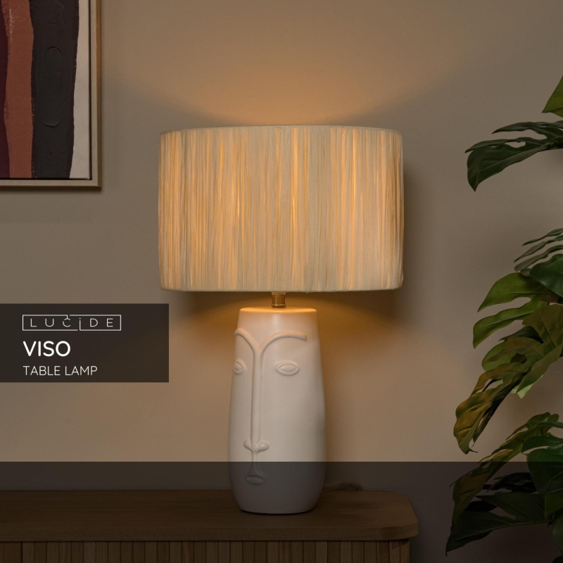 Lucide VISO - Stolná lampa - Ø 36 cm - 1xE27 - Biela